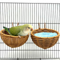 Rattan Bird Nest for Cage，2PCS Hanging Parrot Breeding Nesting House | Washable Soft Warm Sleep Hut Bird Cage Accessories for Cockatiels Budgerigars Finches Canaries - style: Semicircle