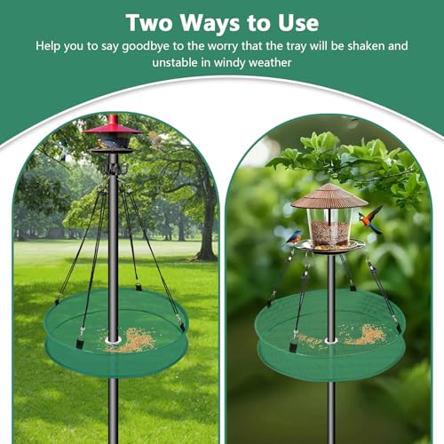 Lettry 20'' Bird Seed Catcher Tray for Pole Mounted Bird Feeder, Birdseed Hoop with Holes Fits 1'' Pole for Birds Feeders Outdoors, Backyard, Garden (1)