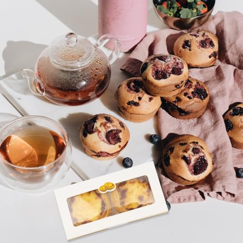 BESTOYARD Egg Tart Boxes with Window 25 pcs Bakery Box Dessert Containers with Shockproof Inserts Food Grade Paper Muffin Carriers for Mini Tarts 6.29 X 3.14 X 1.77 in