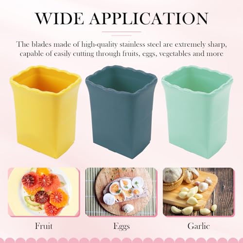 8PCS Cup Slicer Set - Fruit Vegetable Cutter for Strawberry, Banana, Egg, Mushroom - Handheld Kitchen Slicer with Cleaning Brushes, Stainless Steel PP Safe Material (Multi-Color)