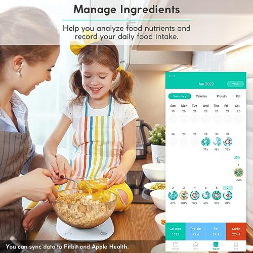 Arboleaf Smart Food Scale, Kitchen Scale with Nutritional Calculator | USB Rechargeable, food scales for kitchen with App for Macro, Keto, Calorie, Cooking, Grams and Ounces, 0.1oz/0.5g, White - color: White