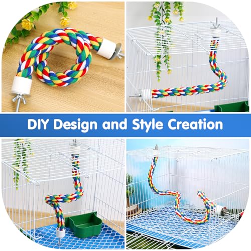 iplusmile Bird Rope Perch Swing & Climbing Toy - 40-Inch Extra Long Soft Spiral Colorful Cotton Rope for Parrots Cockatiels Parakeets Budgie Cage Accessories - size: 40 inch / 105 cm