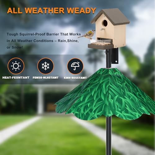 Oversized 21 Inch Metal Squirrel Baffle, Chew-Proof Weatherproof Squirrel Guard for Bird Feeder Pole and 4x4 Post, Outdoor Hanging Squirrel Proof Baffle, Green