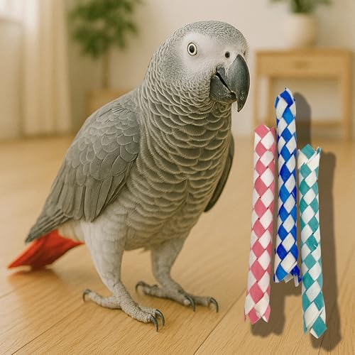 702 Pk24 Chinese Finger Traps for Birds - Shredding & Foraging Fun for Parrots, Parakeets & Cockatiels. Safe Chew Toys & Foot Toys for Conures, Budgies, Macaws. DIY Cage Accessories Parts