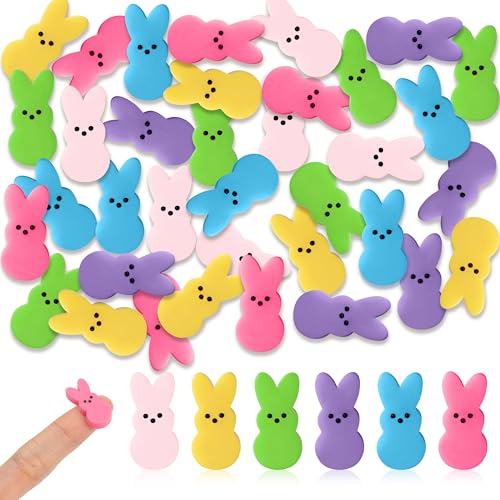 60pcs Mini Easter Pastel Bunny Resin Decor, Mixed Colors Rabbit Resin Charms for Dollhouse Garden, Cute Bunny for Easter Egg Hunt Activity Spring Craft Supply Basket Landscape DIY Decoration