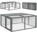 PawHut Rabbit Hutch Outside Bunny Hutch 2-3 Rabbits Openable Top Gray | Wooden Bunny Cage, Small Animals, Guinea Pig Cage, Small Chicken Coop, Garden Use