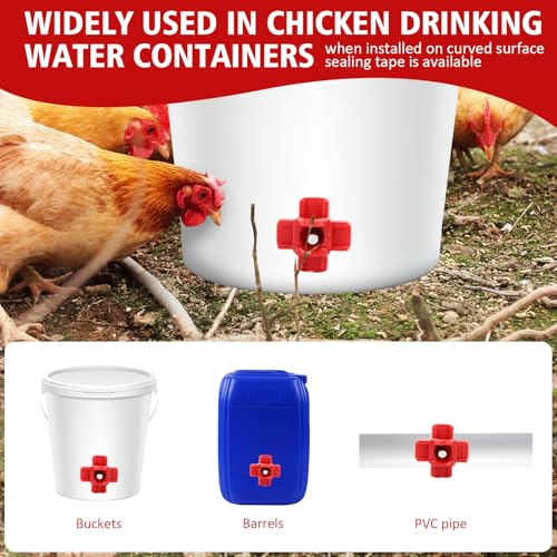 Chicken Water Nipples,25pcs Horizontal Chicken Nipple Waterer for Poultry Coop,Leakproof Poultry Watering System Non Leak,Water Saving Design for Drinkers Quail Duck Outdoor Use,with Drill Bits/Tape