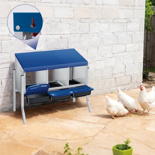 Chicken Nesting Boxes with Cleanable Pull-Out Trays, 3-Hole Wall Mount Roll Away Nest for Easy Cleaning & Egg Collection - size: 3 holes with legs