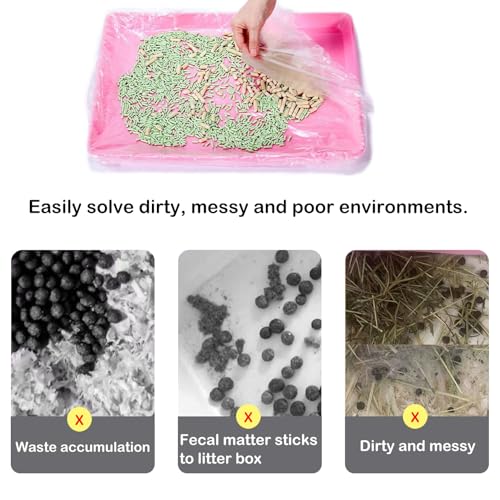 Disposable Small Animal Cage Liner Rabbit Litter Box Liners Tray Film Bags | Quick Cleanup Leak-Proof Pet Toilet Plastic Film Liner for Rabbit Guinea Pig Chinchilla Bird Cage & Litter Pan - style: 50 PCS, L+W+D<26''