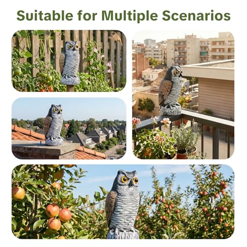 OFFO Fake Owl, Owl Statue for Garden and Yard Decoration, Weatherproof Plastic Outdoor Owl Decor for Porch Pool Patio Yard, 10-Inch Height, Round Ear Owl - color: Round Ear Owl Brown, size: 10 in
