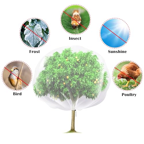 2 Pcs Fruit Tree Netting, 7 x 8 Ft Large Insect Bird Barrier Tree Net with Drawstring, Garden Bird Netting Plant Cover for Protect Plant Fruit Flower from Insect Bird - color: 2pcs- 7x8 Ft