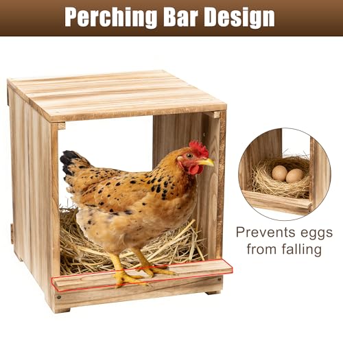 Nesting Boxes for Chickens, Oltara 3 Compartment Carbonized Wooden Egg Laying Nest Box for Chickens, Hens, Ducks,Bird Houses