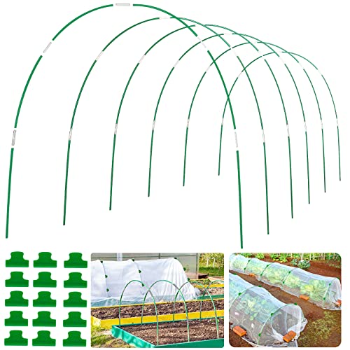 Greenhouse Hoops Grow Tunnel 6 Sets of 8FT Long Garden Hoops, Rust-Free Fiberglass Garden Hoops Frame for Garden Netting Raised Bed Plant Shade Cloth Row Cover, DIY Plant Support Garden Stakes- 36pcs - style: 36 PCS