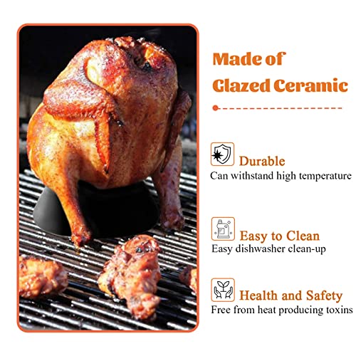Large Ceramic Roaster Rack for Turkey&Big Chicken,Beer Can Turkey Stand Vertical Poultry Ceramic Steamer,Non-stick Ceramic Cooking BBQ Accessories For Grilling like Kamado Grill,Ovens,Smokers (Large) - color: Large