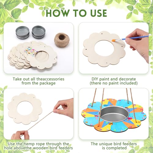 CroBlissful 12 Pack Bird Feeder Craft Kits for Kids DIY Your Own Bird Feeders with Paint and Paintbrushes Wooden Arts and Crafts for Kid Ornaments to Paint Feeders Craft for Garden (Cloud) - style: Cloud