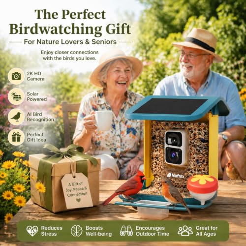 Bird Feeder with Camera Solar Powered, 2K HD Live, AI Bird ID 1.8L | 2.4g WIFI,Bird Instant Alerts, 1.8L Large-Capacity Hopper, Weatherproof Design, Easy Refill, Gift for Bird Lovers Elderly - color: Dark Blue