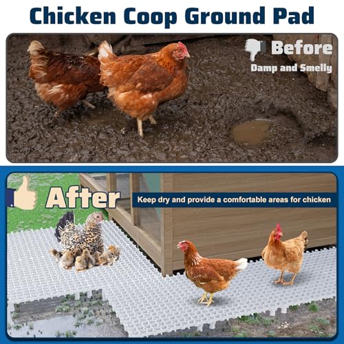 Chicken Coop Ground Pads, 9 Pack Chicken Coop Walking Pads Raise Above Ground Avoid Water and Moisture,Plastic Chicken Coop Mats Fits for Chicken Active or Eating Area,Chicken Coop Accessories