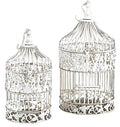 Deco 79 Metal Birdcage Indoor Outdoor Hinged Top with Latch Lock Closure and Hanging Hook, Set of 2 15", 18"H, White