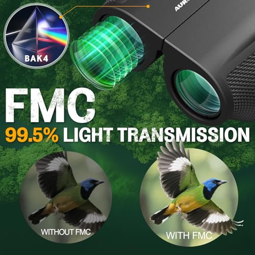 Aurosports 12x32 Compact Binoculars for Adults - Small Binoculars with FMC Lens & BAK4 Prism - Wide 273ft/1000yds Field of View - Easy Focus Binos for Bird Watching Traveling Gifts for Men Women - size: 12x32