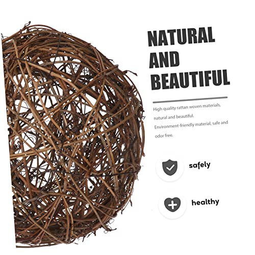 Sosoport DIY Hummingbird Nesting Material Holder for Outdoor Birds Rattan Ball Feeder Nesting Naterual Holder Bird House Accessory