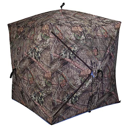 AMERISTEP Element Hub-Style Durable Noise-Free Hunting Ground Blind with Shoot-Through Mesh Windows & Gun Ports | 3 Hunters Concealment | Mossy Oak Break Up Country Camo | Easy Setup & Takedown