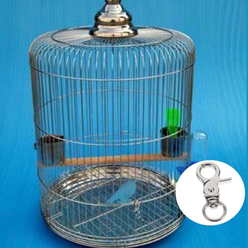 8 Pcs Bird Cage Lock Bird Cage Lobster Clasp, Birdcage Lock Birds Cage Clip Dove Cage Door Keychains Swivel Clip Rabbit Cage Door Locks Purse Hooks to Rotate Shackle Stainless Steel Iron Wire