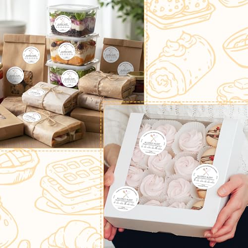 Food Allergy Alert Stickers - 500 Count Allergen Warning Label Writable Ingredient Adhesive Round Decal Roll, Food Alert Safety for Restaurant Home Kitchen Bakery Cake Shop (2 x 2 Inch, White) - color: Food Allergy White