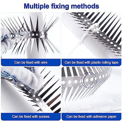 Bird Spikes - 250 Inch Stainless Steel Fence Spikes for Pigeons, Raccoons, Snakes - Deterrent Defender | 250 inch stainless steel bird spikes - size: 250 inch