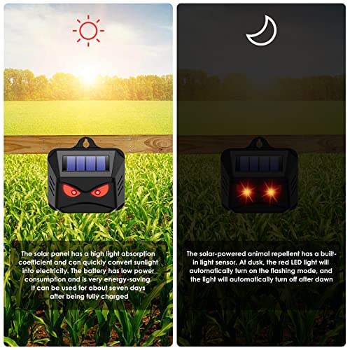 Solar Predator Eyes Nocturnal Animal Repellent Outdoor, Auto Activate Predator Deterrent Lights for Coyote Skunk Deer Fox Raccoon, Nocturnal Repeller Guard for Chicken Coop Yard Garden Farm, 4 Pack