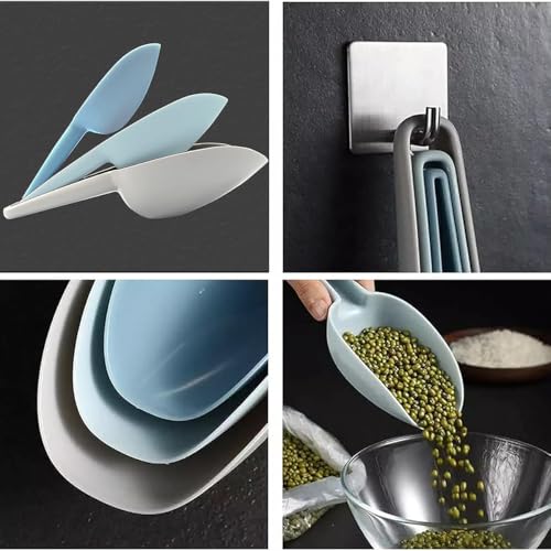 Nesting Kitchen Scoops for Ice Cubes Set of 4, Multi-Purpose Food Scoops for Dry Goods, Flour & Coffee Beans, Plastic Measure Scoops for Pet Food Durable & BPA-Free, Stackable for Easy Storage - size: Pack of 4