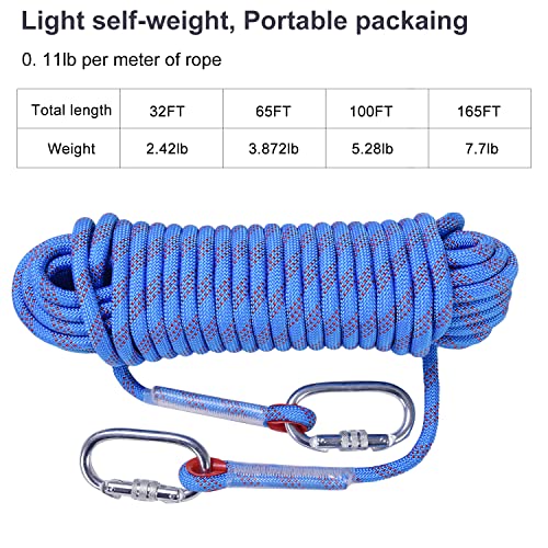 Climbing Rope, Rappelling Rope - color: Blue, size: 32FT