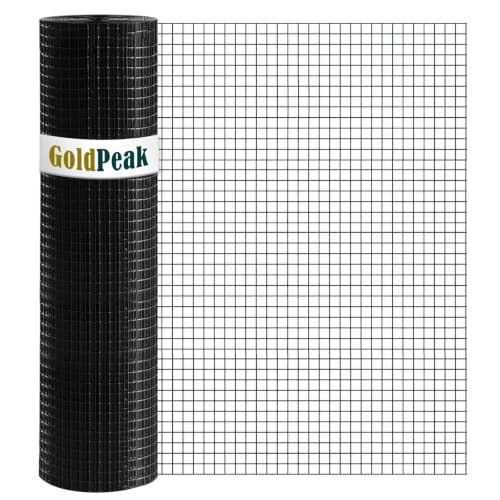 GoldPeak Black Hardware Cloth 1/2 Inch Mesh 48 Inch x 100 Foot 19 Gauge | Vinyl Coated Welded Wire Mesh Roll Chicken Wire Fencing Garden Fence Tree Guard Hardware Mesh Wire Fence Roll - size: 1/2 inch 48''x100'