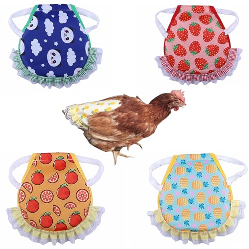 4 Pcs Chicken Saddles for Hens for Protection Chicken Aprons for Hen Saddle for Chickens Jacket Vest with Elastic Strap (waterproof style), Ivory