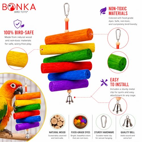 Bonka Bird Toys 2036 Rainbow Sola Natural Shredding Chewing Colorful Parrot Parrotlet African Grey