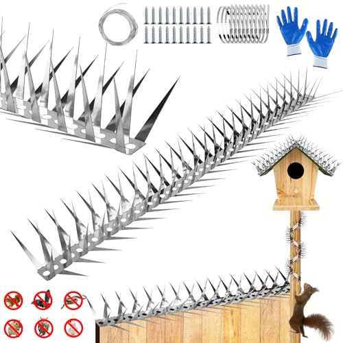 Bird Spikes 13 FT Anti Climb Spikes Stainless Steel Bird Squirrel Deterrent | Acts as squirrel baffles for bird feeders, stops squirrels stealing bird food - size: 13 FT