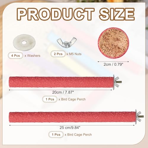 Bird Cage Perch, Colorful Parrot Grinding Claw Sticks, Platform Paw Stand Toy 8/10 Inch, (Wooden, Pink, 2Pcs), Intended for Small Medium Birds/Parrots/Finches/Lovebird - color: Pink, size: 8/10 Inch