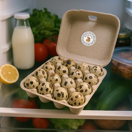 320 Pcs Quail Eggs Carton Labels, 2 Inch Round Fresh Quail Eggs Handling Stickers Waterproof PET Adhesive Quails Egg Packaging Sticker for Box Container Carton Farm Supplies - color: Quail Eggs