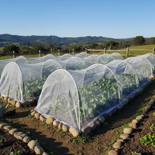 2 Pcs Garden Netting Set Trellis Netting Heavy Duty Polyester 5 x 30ft and Garden Cover Mosquito Bird Mesh 10 x 33ft for Vegetables Fruits Protection, Climbing Plants Grow