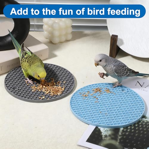 2 PCS Bird Foraging Toys, Soft Bird Slow Feeder Mats, Silicone Bird Foraging Mat, Interactive Foraging Birds Toys for Parakeet, Cockatiel, African Grey, Conure, Budgies