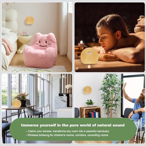 Singing Bird Box with Motion Sensor, White Noise Nature Sound Machine for Bathroom Privacy & Home, 9 Soothing Bird & Water Sounds, Adjustable Volume & Timer, Relaxation Sleep Gift