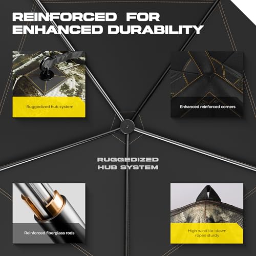 Hunting Blind, See Through Pop Up Ground Blind for Deer Hunting, Portable Camouflage Hunting Tent with Silent Sliding Windows, Durable Hunting Shelter with Carry Bag for Deer Turkey Duck - style: 288 Degre,3-4 Person
