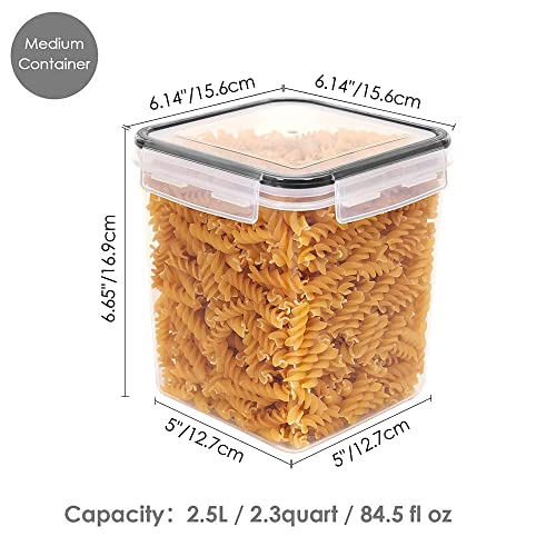 Vtopmart 2.5 L Flour Sugar Storage Containers, 4 PCS, Black | Airtight Seal, Multiple Sizes, BPA Free, Food Grade Material, Dishwasher Safe (Not Lids) - color: Black, size: 2.5L