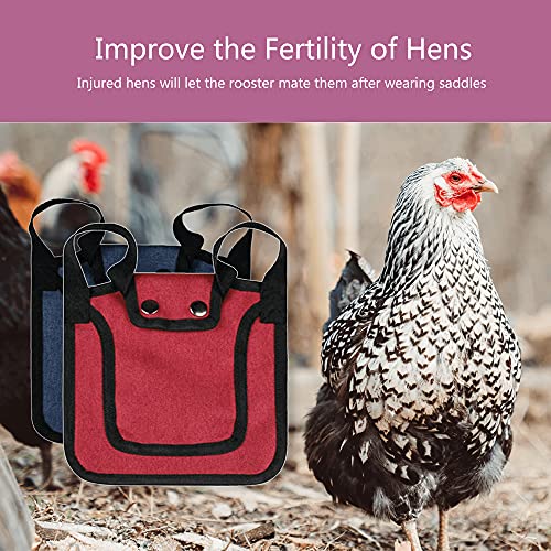 2 Pieces Premium Chicken Saddle for Hens and Roosters, Outdoor Hen Saddles with Adjustable Strap, Chicken Sweater Aprons, Birds Feather Protector for Back and Sides, Suitable for 5-7.6lbs, Red & Blue