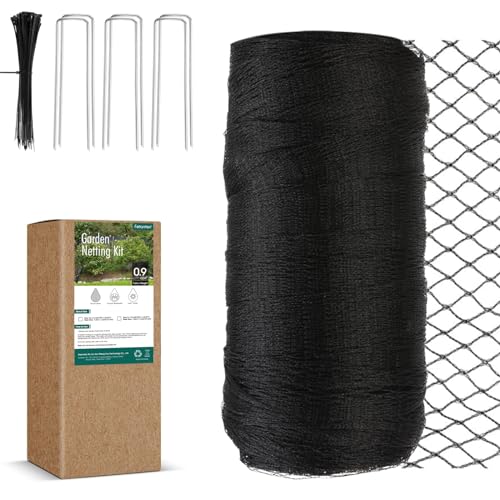 Bird Netting for Garden, Fetanten 28 x 30 FT Netting for Garden Protection | Heavy Duty Woven Bird Mesh Garden Netting for Vegetable Fruit Trees Blueberry Against Deer Chicken Poultry with Ties, Staples - size: 28 x 30FT