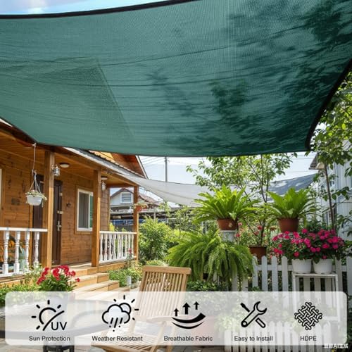 SUNNY GUARD Sun Shade Cloth, 6.5 x 10 FT Green HDPE Mesh | 65-75% Breathable shade cover creates a cooler space for plants, vegetables, greenhouses, patios, chicken coops, and kennels - color: 70 SHADE-GREEN, size: 6.5 FT x 10 FT