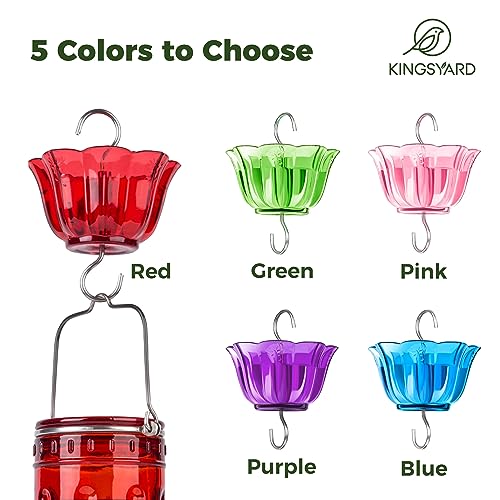 Kingsyard 2-Pack Ant Moat for Hummingbird Feeders, Ant & Bee Guard | 5 oz Capacity, Nectar Feeder Accessory, Hanging Hooks, 3/5" Large DiameterInsect, Flower shape, Easy to Clean & Refill, Green