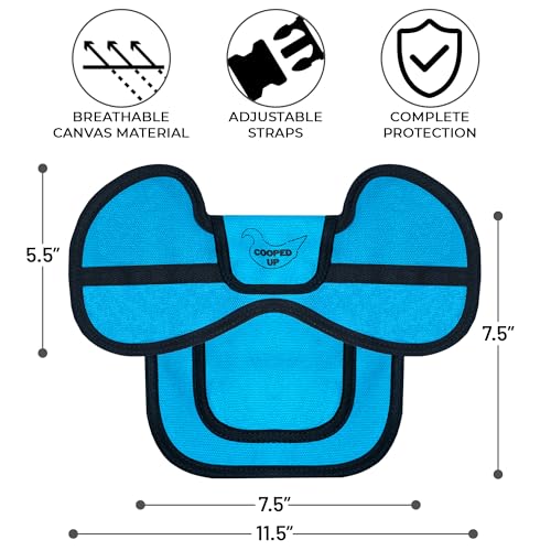 COOPED UP Canvas Chicken Saddle for Medium-Large Hens with Larger Wing Cover and Adjustable Straps - Blue - color: Blue