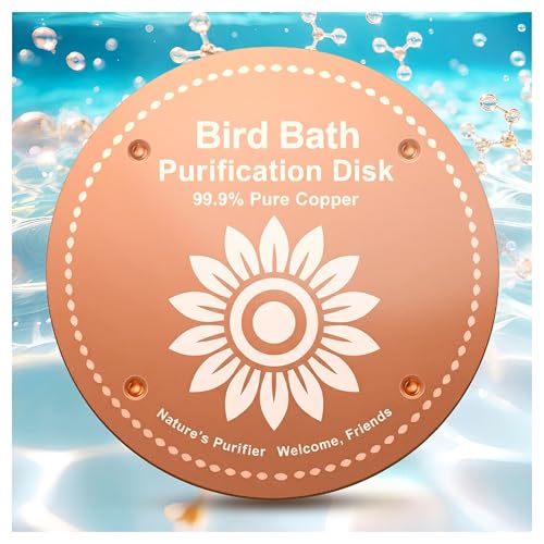 OICEME Bird Bath Purification Disk Pure Copper Outside Birdbath Solar Power Water Backyard Winter Solar Power Humming Cleaner Pedestal Fountain Bowl Metal Warmer Deck Gifts Accessories - color: 1 pcs Copper Heronsbill