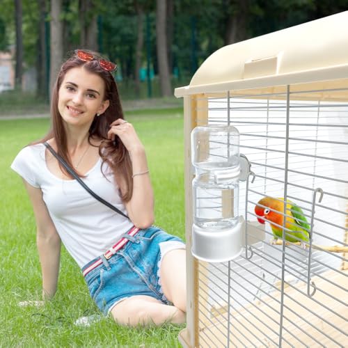 2 Pcs Automatic Pet Bird Water Feeder, Water Dispenser for Cage, Bird Cage Suspended Automatic Water Dispenser, Parrot Feeders for Parakeet Budgie Cockatiel Lovebirds Canary Finch - size: 2PCS 140ml