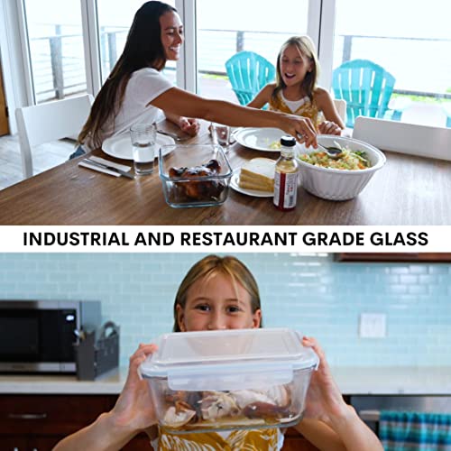 Razab 3300 ml / 112 oz Large Glass Food Storage Containers with Lids, Airtight, Leakproof, BPA Free - Ideal for Meal Prep, Store Leftover & Lunch, Baking Casserole - Freezer, Microwave & Oven Safe - color: Light Blue